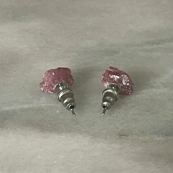 Raw Fuchsia Tourmaline Stud Earrings - Picture 6 of 8